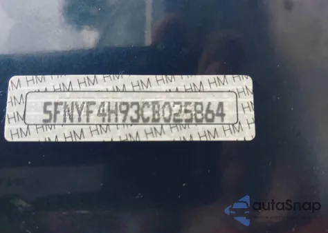 2012 Honda Pilot Touring from USA, damaged, VIN 5FNYF4H93CB025864